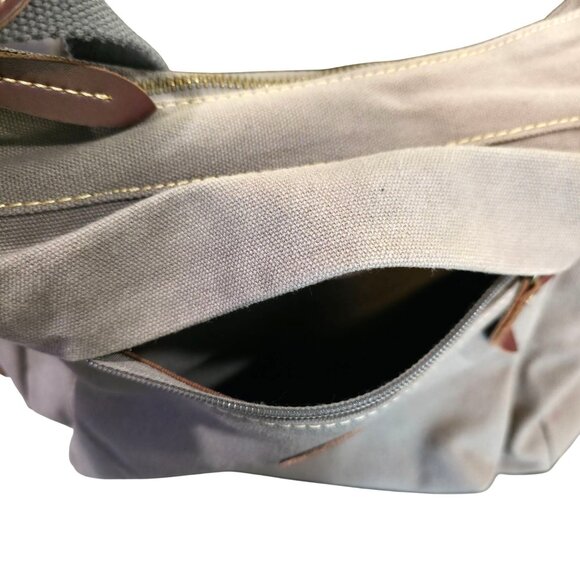 Vintage La Poet Waxed Canvas Crossbody Travel Bag Leather Accents & Weatherproof - Picture 8 of 13